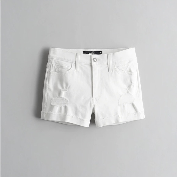 Hollister Curvy High-Rise White Rolled Denim Short - Picture 4 of 9